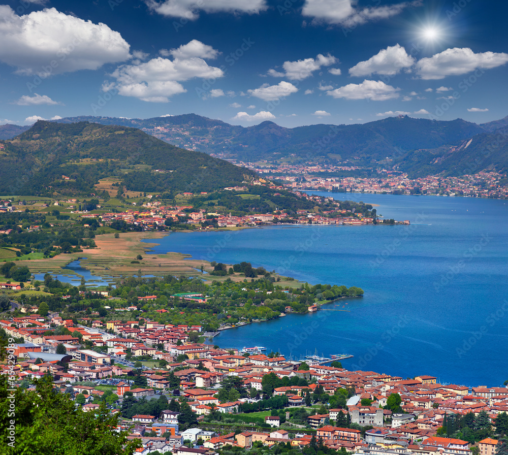 View of the city Iseo, a bright sunny day