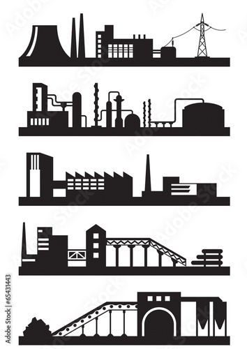 Various types of industrial plants - vector illustration