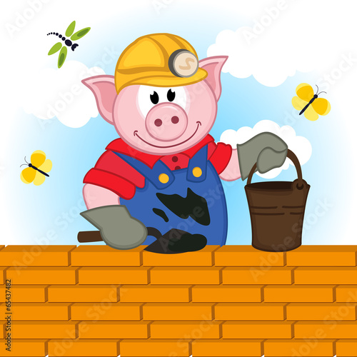 pig builder - vector illustration, eps