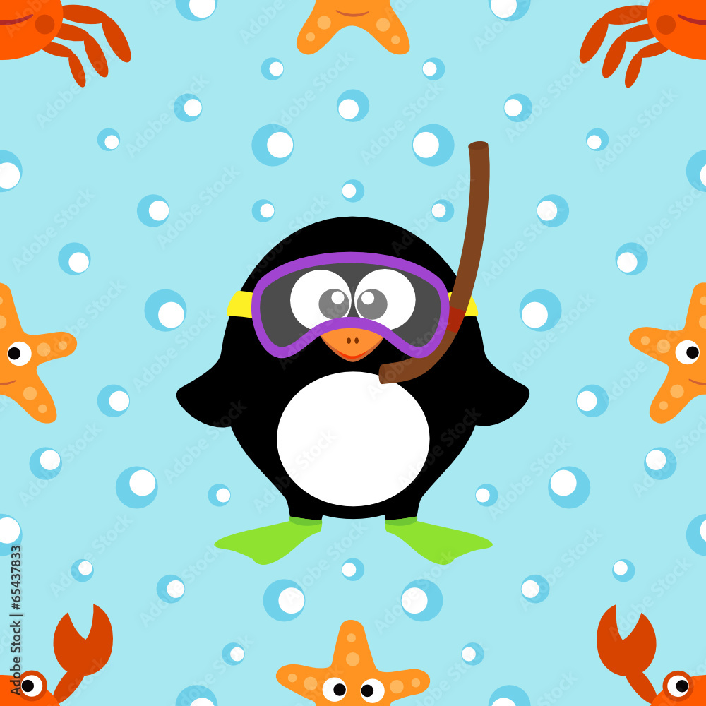 Naklejka premium Summer seamless background with sea animal