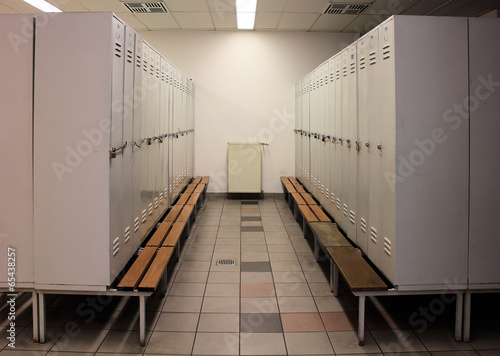 Grey locker room