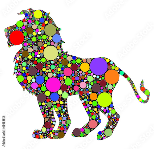 Fototapeta Naklejka Na Ścianę i Meble -  illustrazione di leone composta da colori