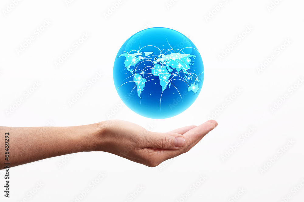 World globe on hand World globe on hand