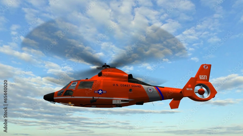 Coast Guard Helicopter in fly - close up Coast Guard Helicopter in fly - close up