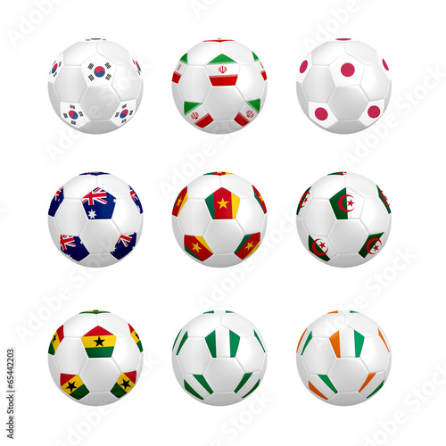 Soccer ball with flag isolated on white background