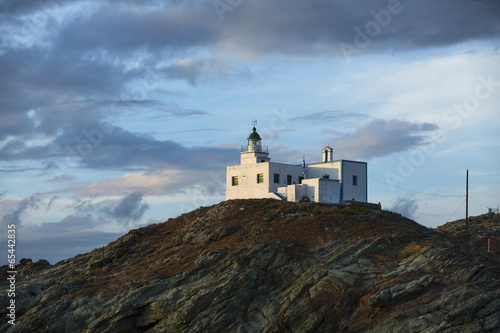 A lighthouse on the island of Kea in the Aegean Sea, Greece