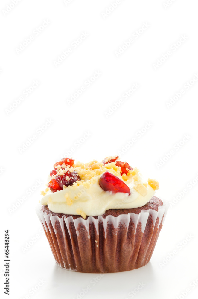 Red cupcake velvet isolated white background Red cupcake velvet isolated white background