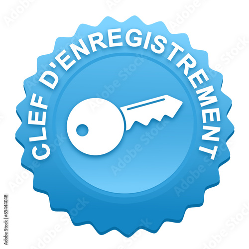 clef d'enregistrement sur bouton web denté bleu