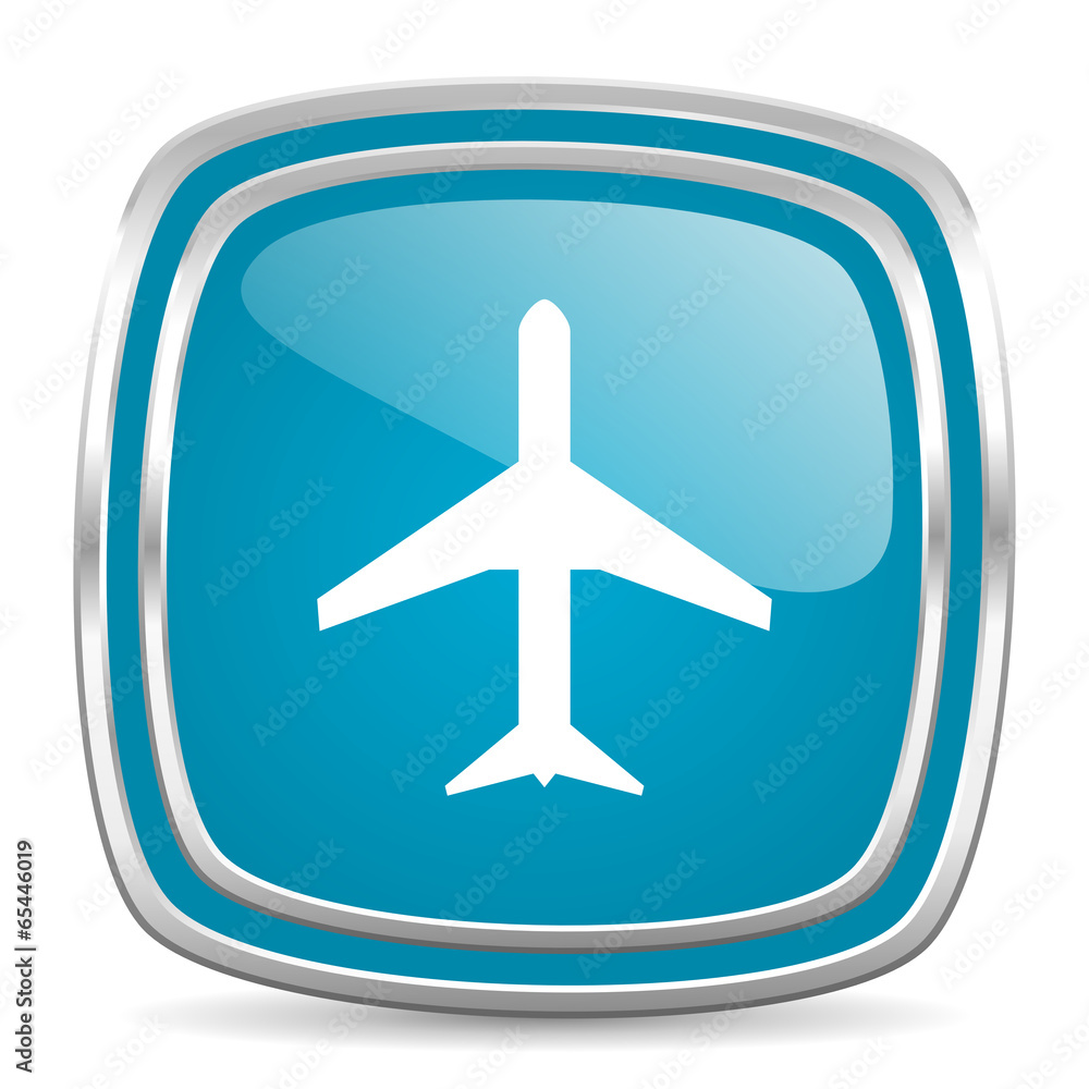 plane blue glossy icon