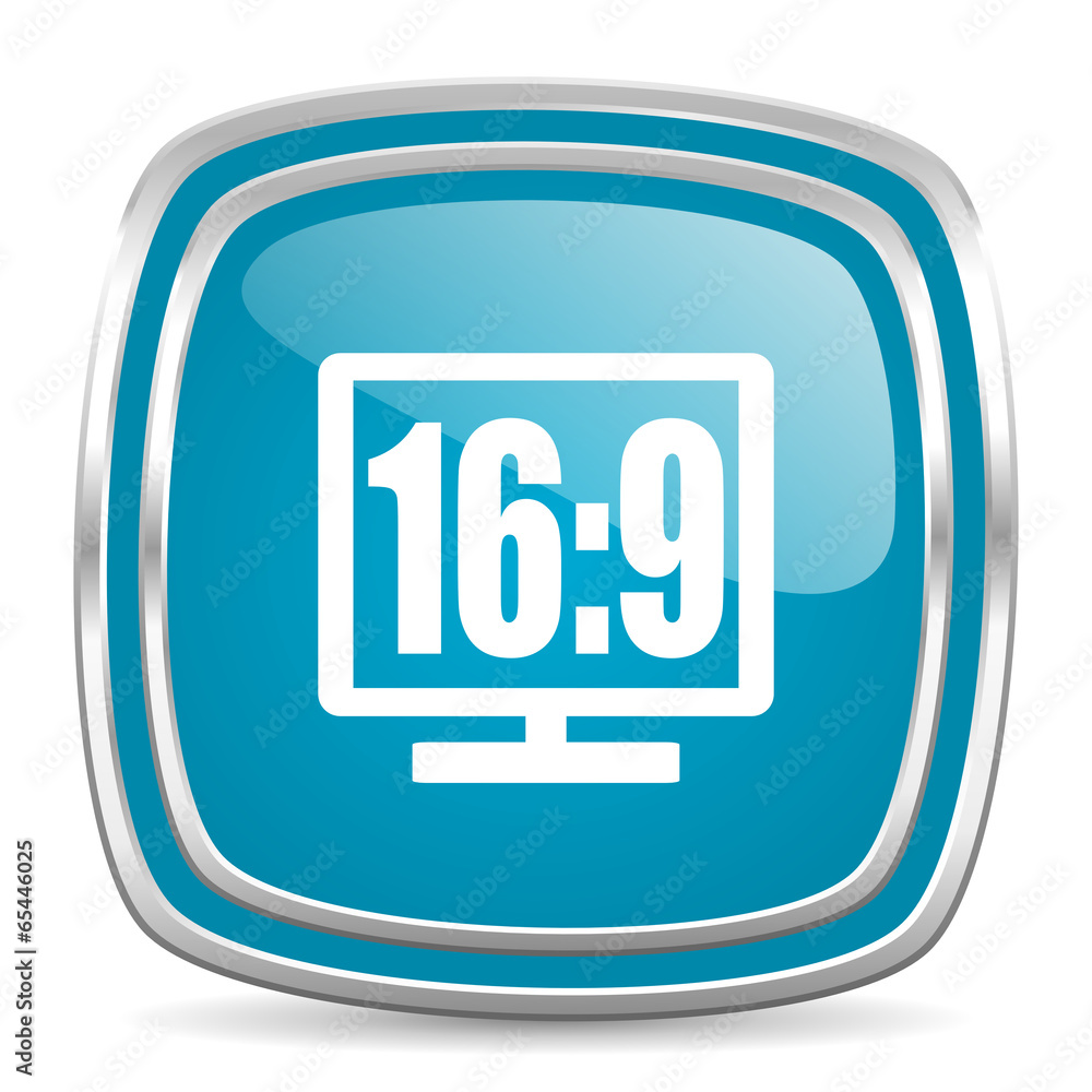 16 9 display blue glossy icon 16 9 display blue glossy icon