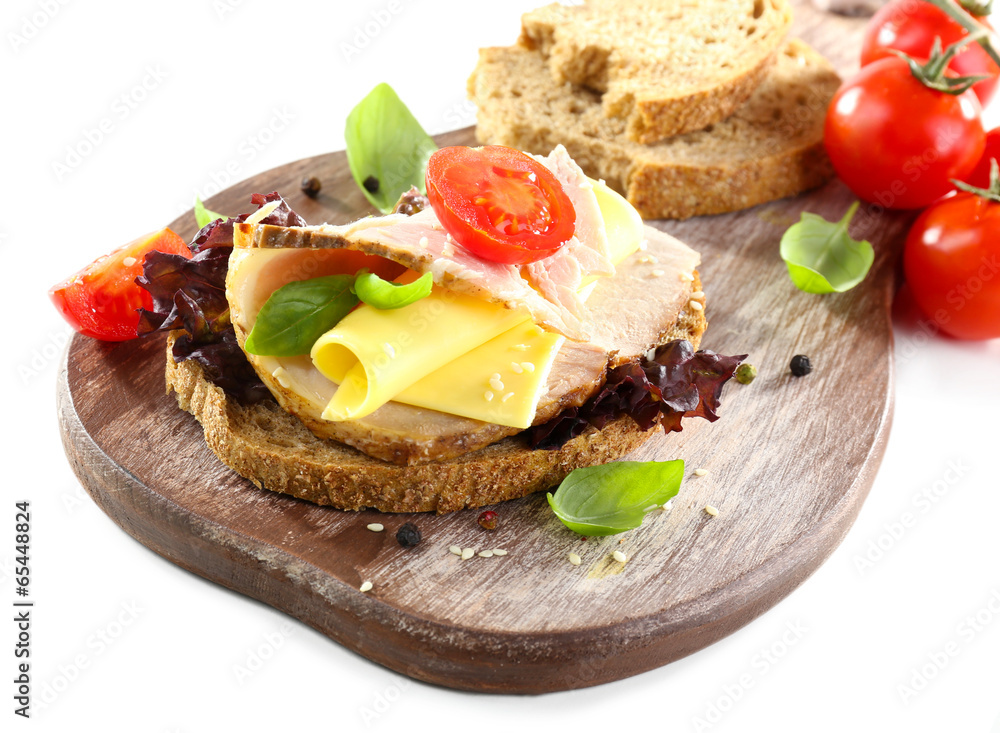 Delicious sandwiches with meet isolated on white Delicious sandwiches with meet isolated on white
