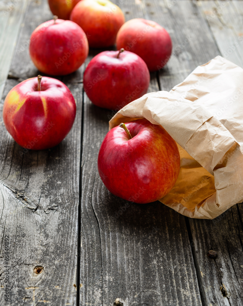 Apples on wooden table