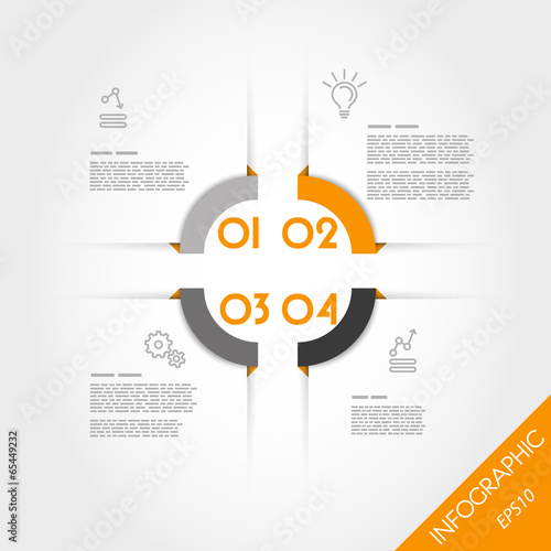 orange infographic corner template with four elements