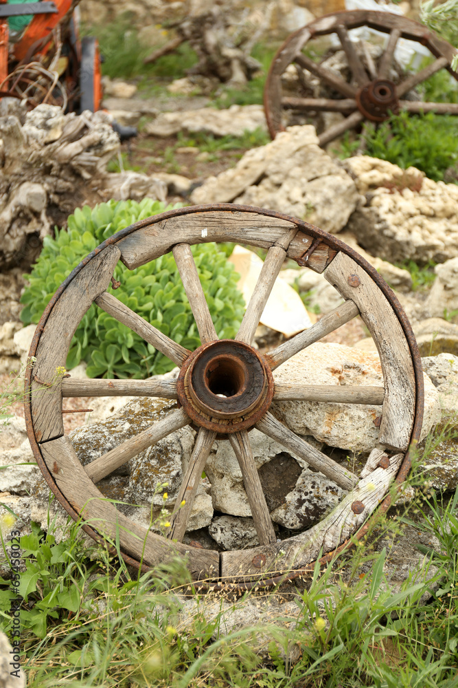 Old retro wheel, outdoors