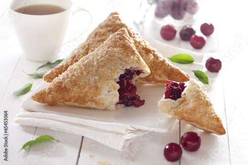 Puff Cherry Turnovers on table