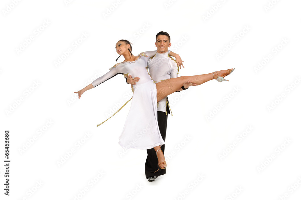 Obraz premium Latino dancers in ballroom isolated on white..