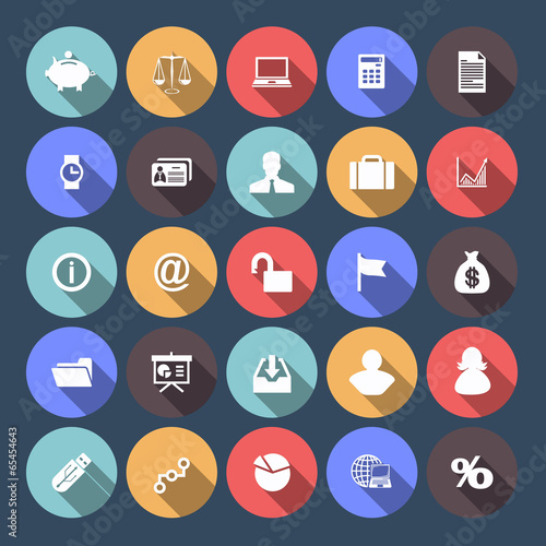 Round flat icons, long shadows #4