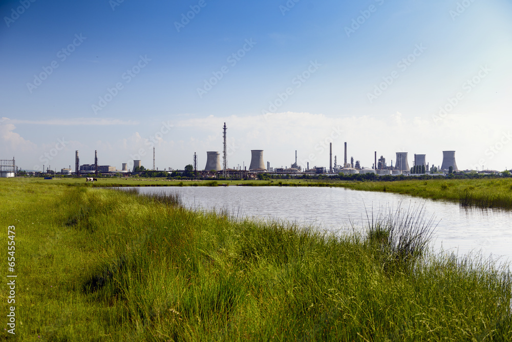 oil refinery plant against blue sky oil refinery plant against blue sky