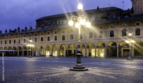 Vigevano Piazza Ducale early morning panorama color image