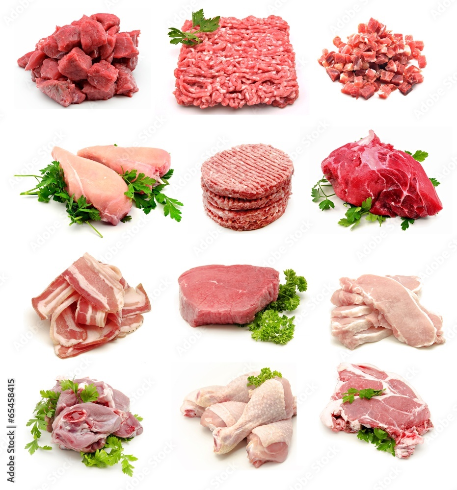 Collage de carnes crudas Collage de carnes crudas