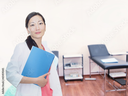 Portrait of young asian smiling doctor at clinic