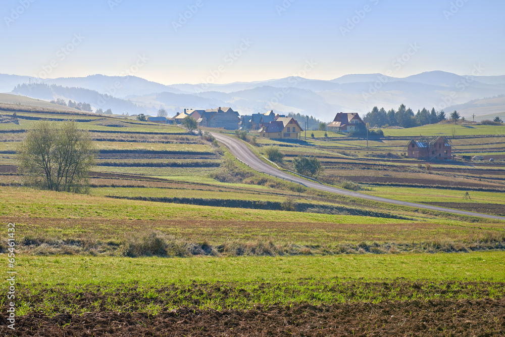 Rural landscape in The Pieniny Mountains.