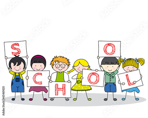 children with school posters