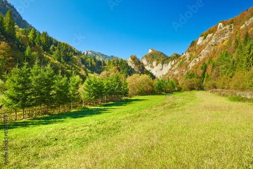 Sunny landscape in The Pieniny Mountains. Carpathians.