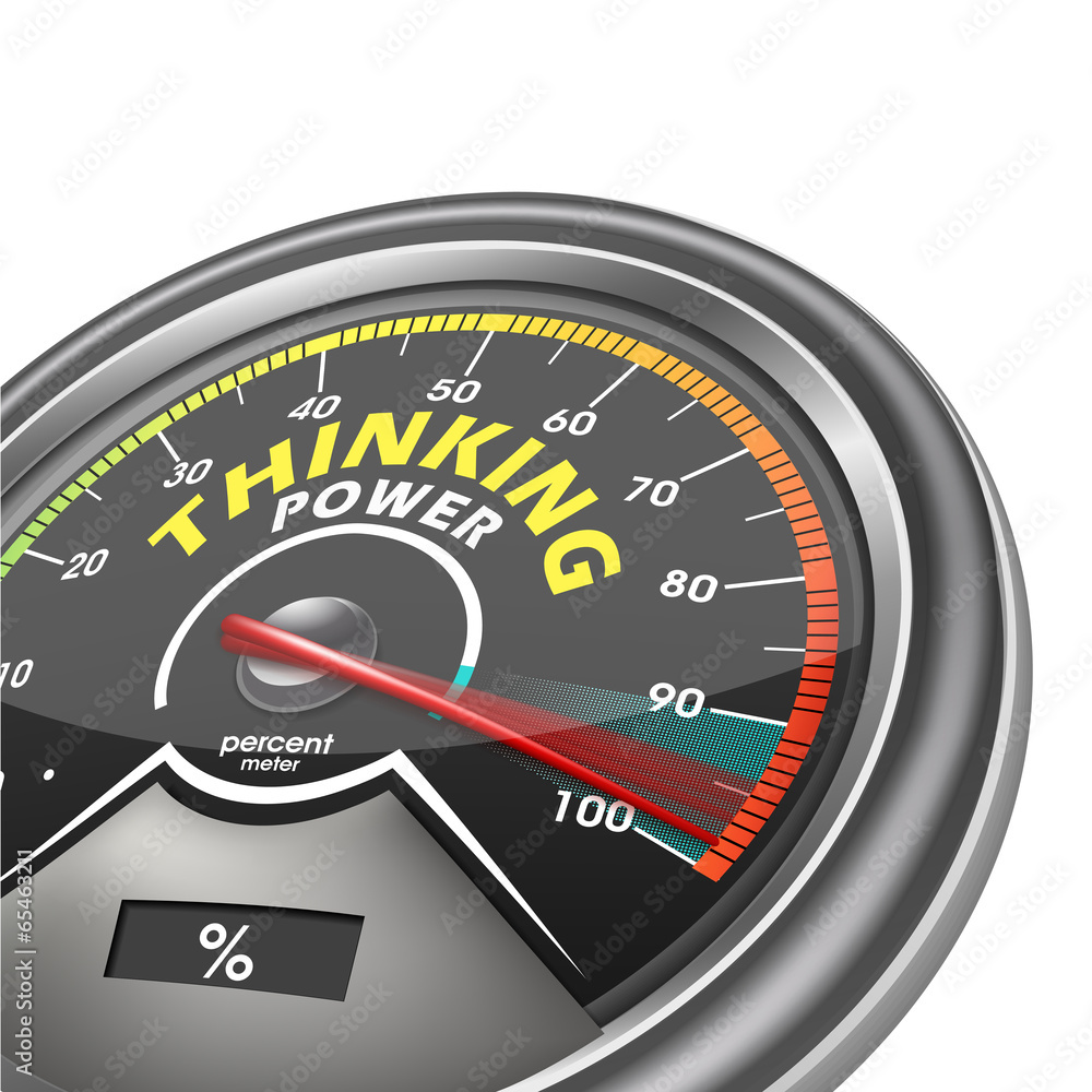 thinking power conceptual meter indicate hundred percent