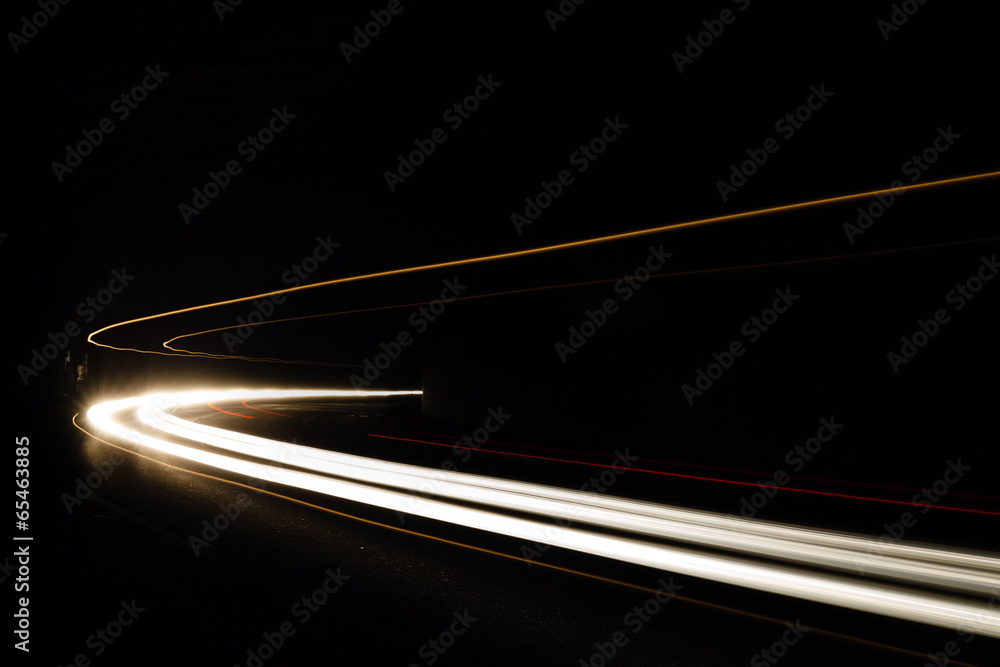 Car light trails in the tunnel. Car light trails in the tunnel.