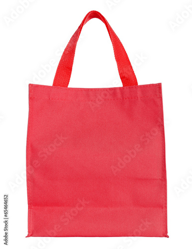 red canvas shopping bag isolated on white background with clippi