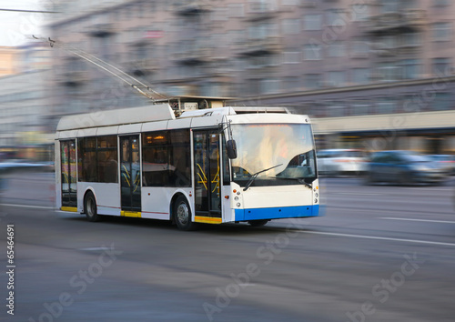 trolleybus going in the city