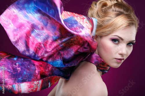 Wallpaper Mural sexy  young woman with beautiful blue eyes on violet  Torontodigital.ca
