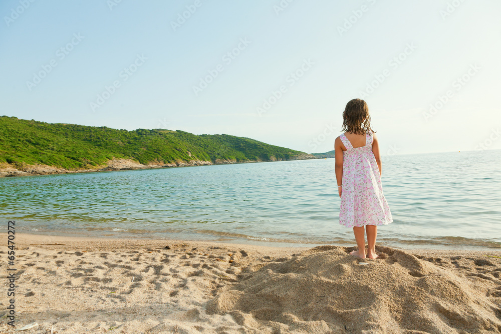 young girl on a sea, relax