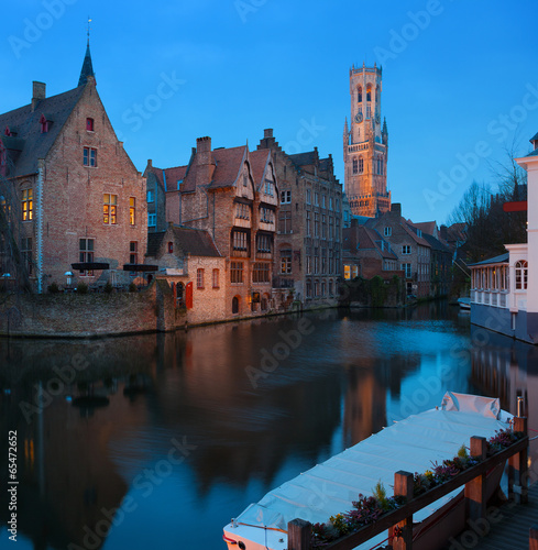 Old Town of Bruges at dusk, Belgium.