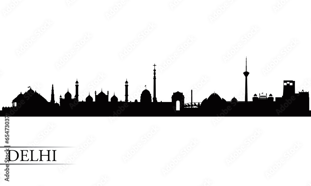 Delhi city skyline silhouette background