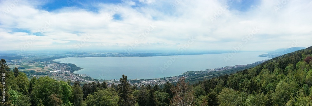 Lake Neuchâtel panorama - obrazy, fototapety, plakaty 