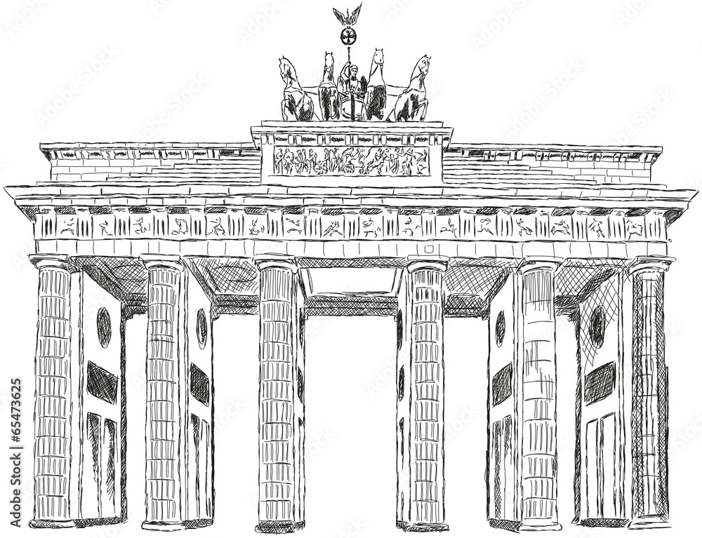 Fototapeta premium Berlin Brandenburger Tor Zeichnung Illustration