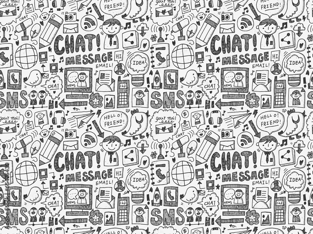 seamless doodle communication pattern seamless doodle communication pattern
