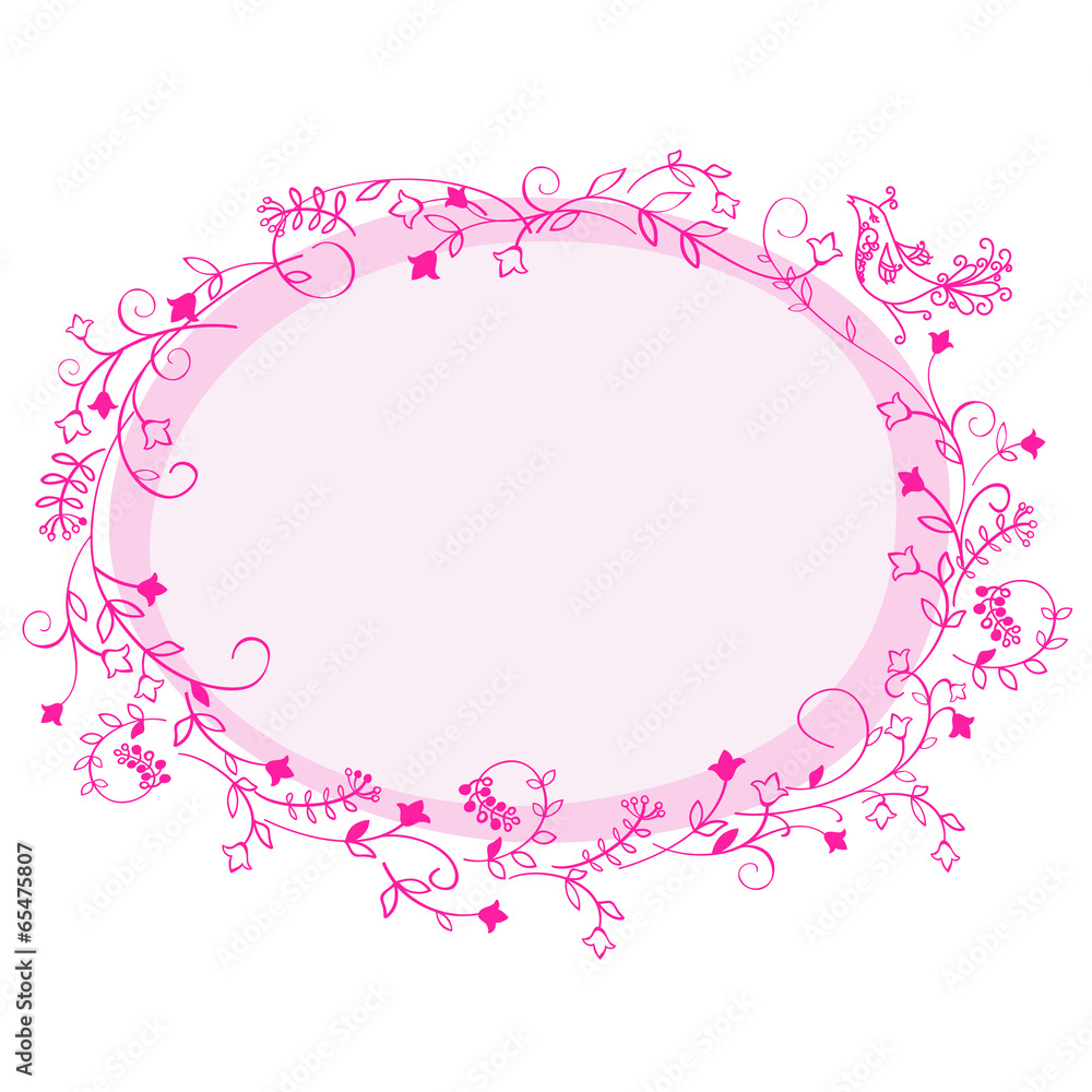 vector decorative frame with flowers and bird