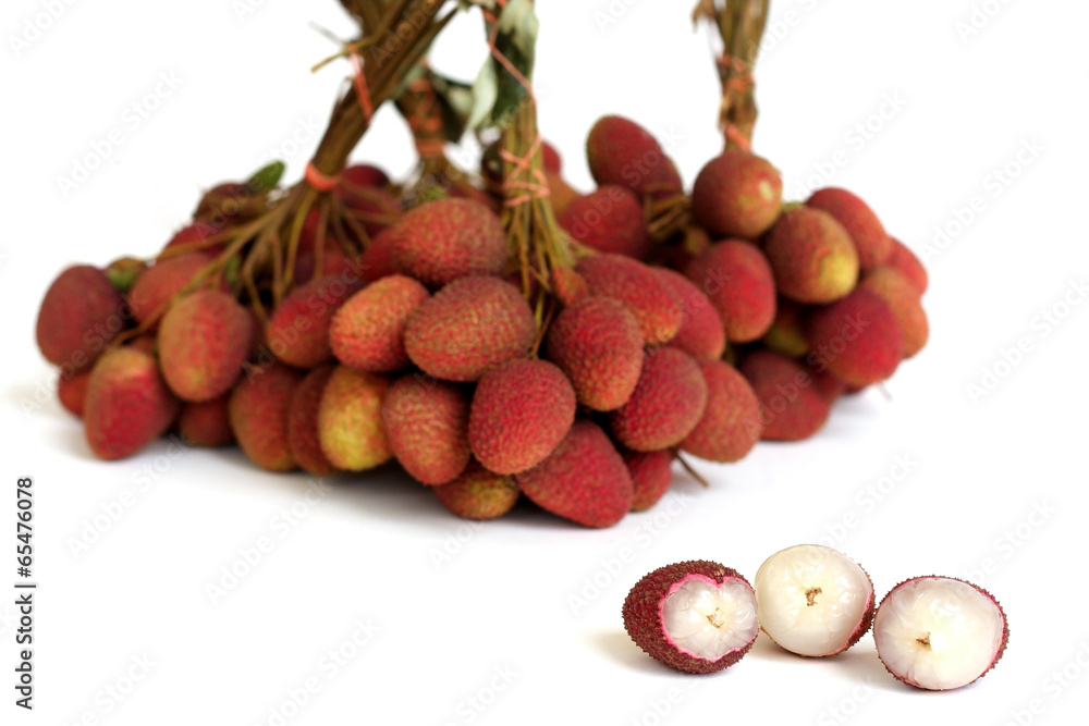 Lychee. bunch of fresh lychees isolated on white background Lychee. bunch of fresh lychees isolated on white background