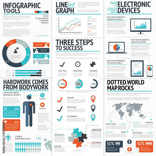 Big colorful set of infographic business elements in vector