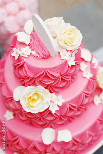 Delicious pink wedding cake