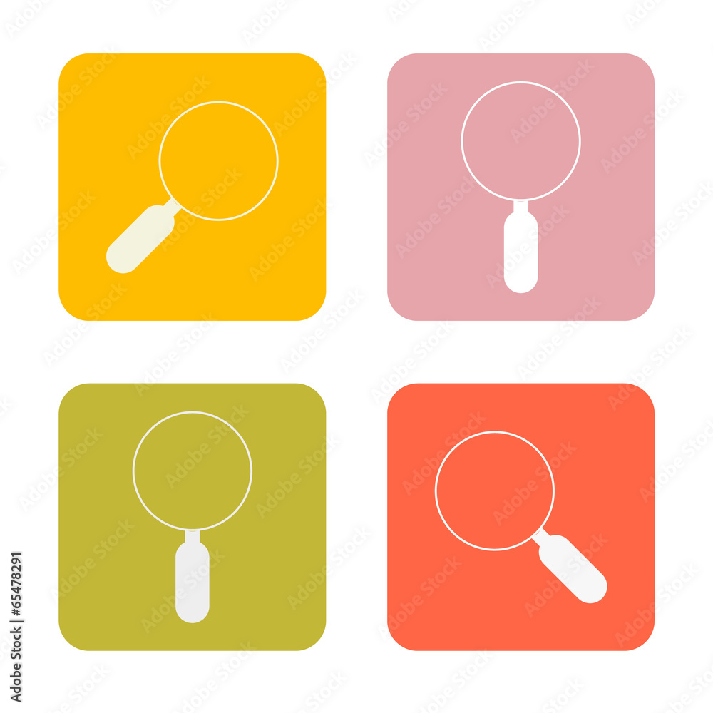 Magnifying Glasses Flat Design Square Icons Set Magnifying Glasses Flat Design Square Icons Set