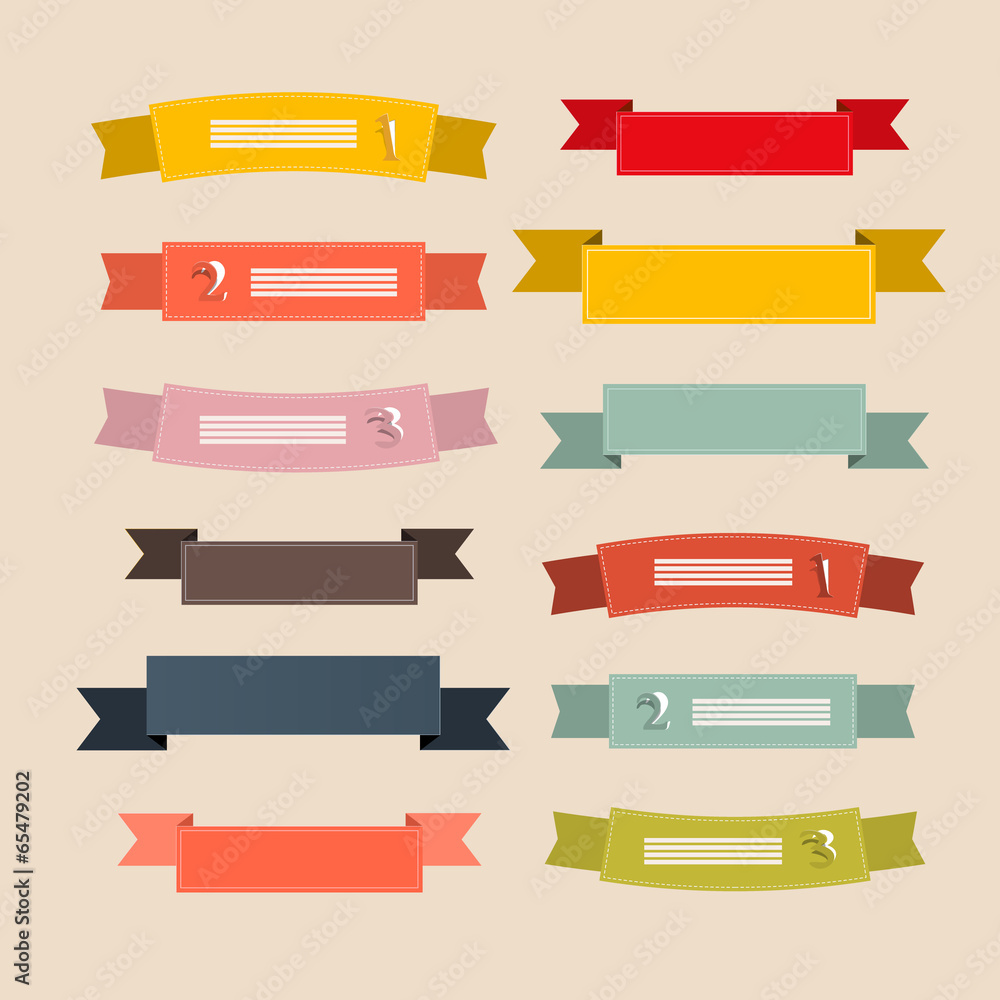 Retro Ribbons, Labels, Tags Set Illustration