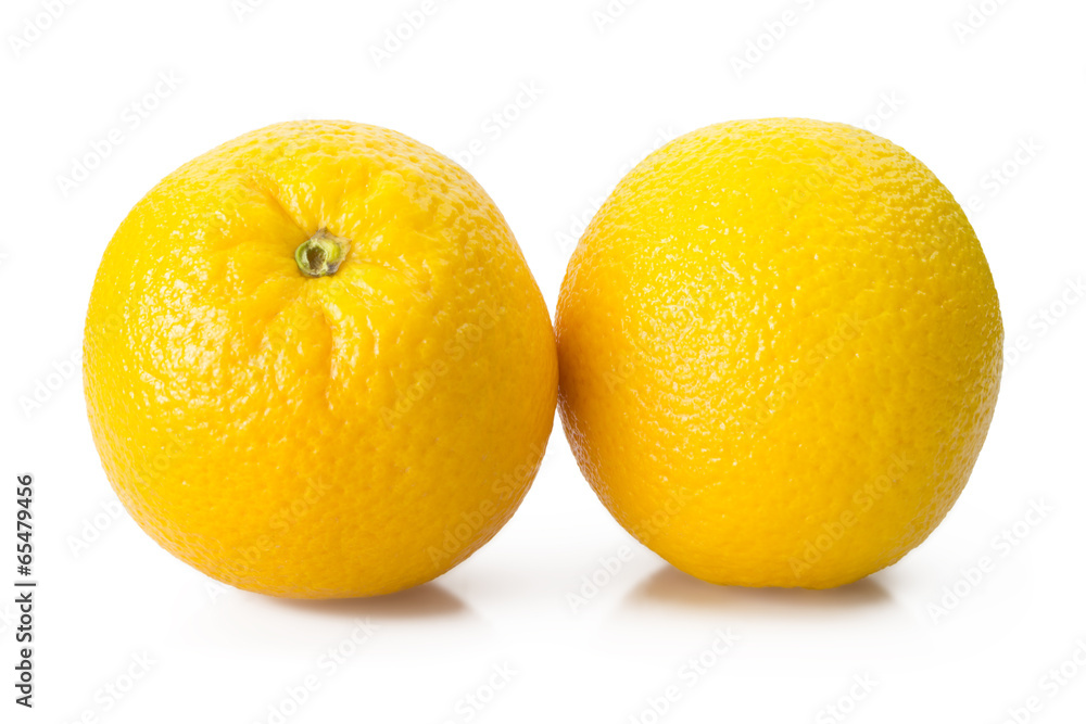 Two oranges on a white background Two oranges on a white background