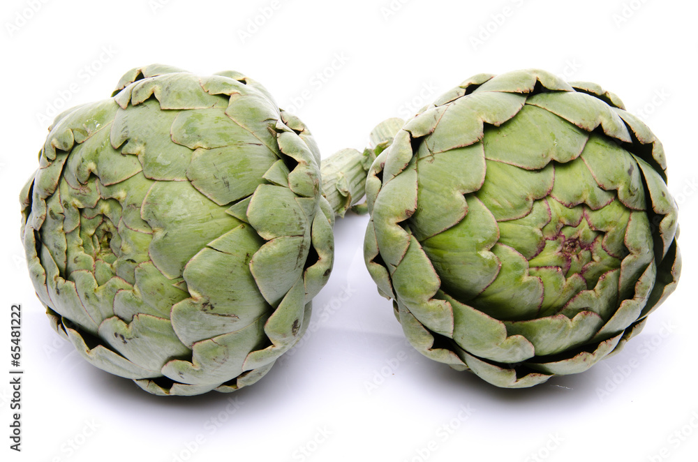 Obraz premium Two beautiful fresh artichokes