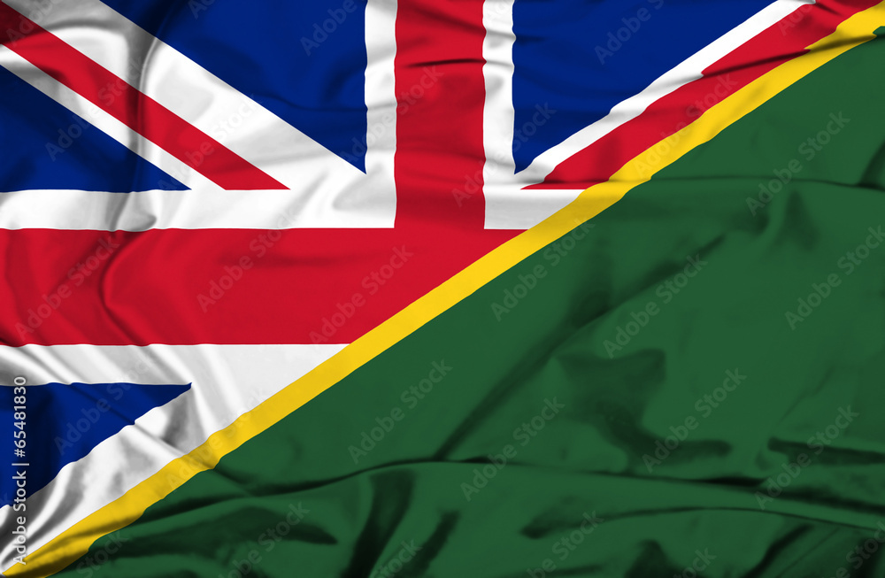 Waving flag of Solomon Islands and UK Waving flag of Solomon Islands and UK