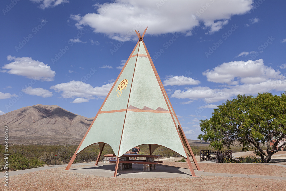 An Indian Teepee set up at Highway Picnic Area