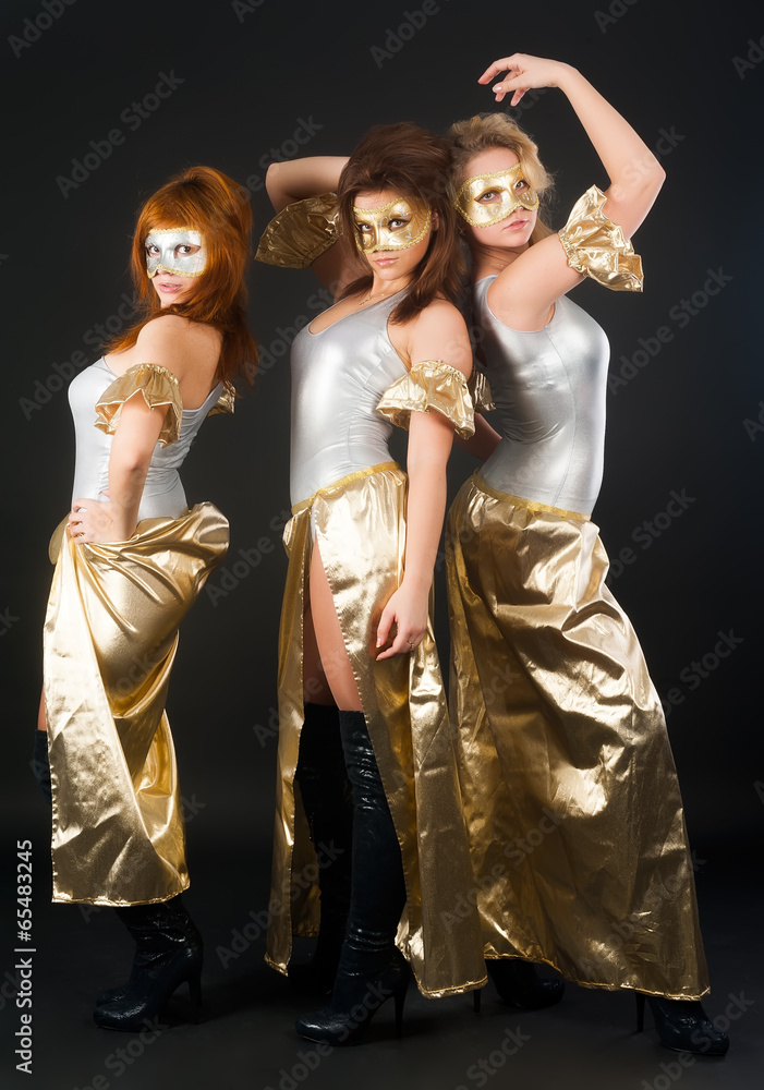 Three pretty girls dancing Three pretty girls dancing